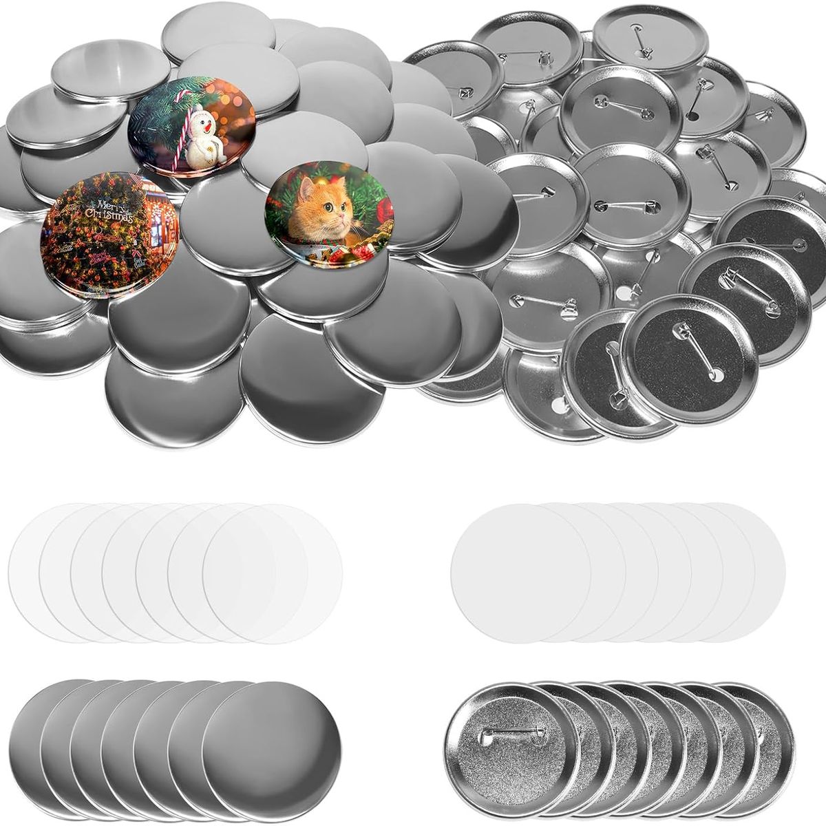 KUANGYE - Pack 100 Chapitas Metalicas Base Para Hacer Botones 58 mm