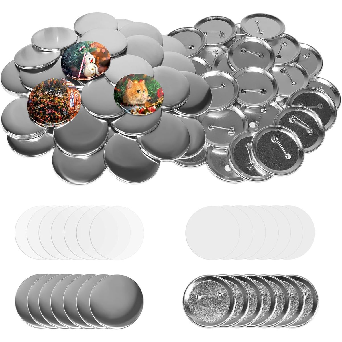 KUANGYE - Pack 100 Chapitas Metalicas Base Para Hacer Botones 58 mm