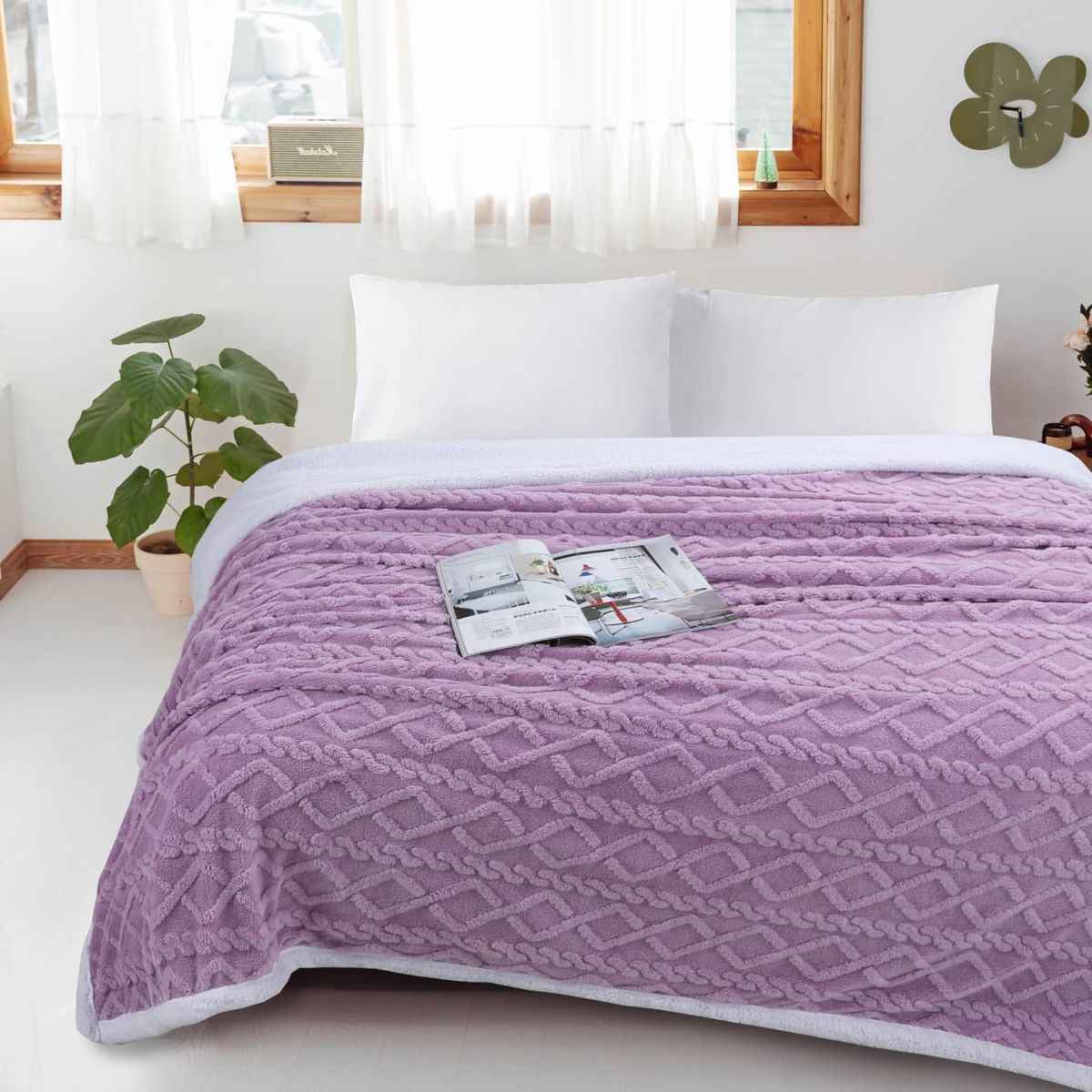 GENERICO - Frazada Sherpa Polar - Manta termica 1,5 plazas Ropa de cama