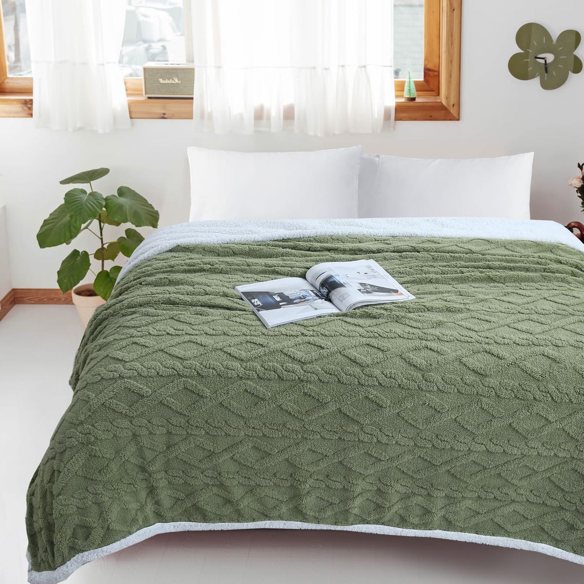 GENERICO - Frazada Sherpa Polar - Manta termica 1,5 plazas Ropa de cama