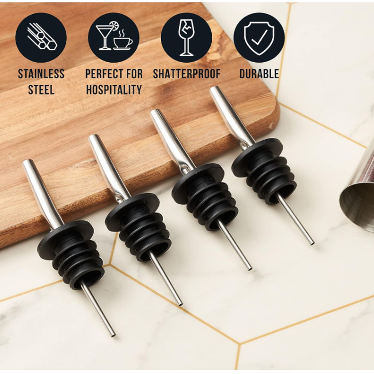 KUANGYE - 12 Piezas Vertedor De Acero Inoxidable Para Botellas