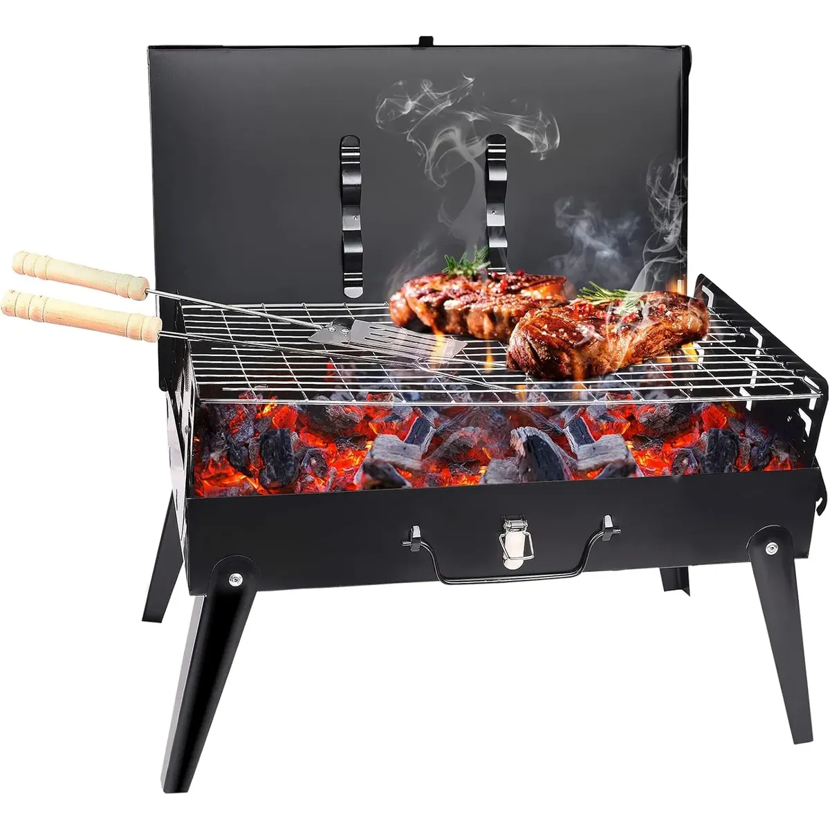 BLUEDREAMER - Parrilla Asados Portátil Carbón Plegable