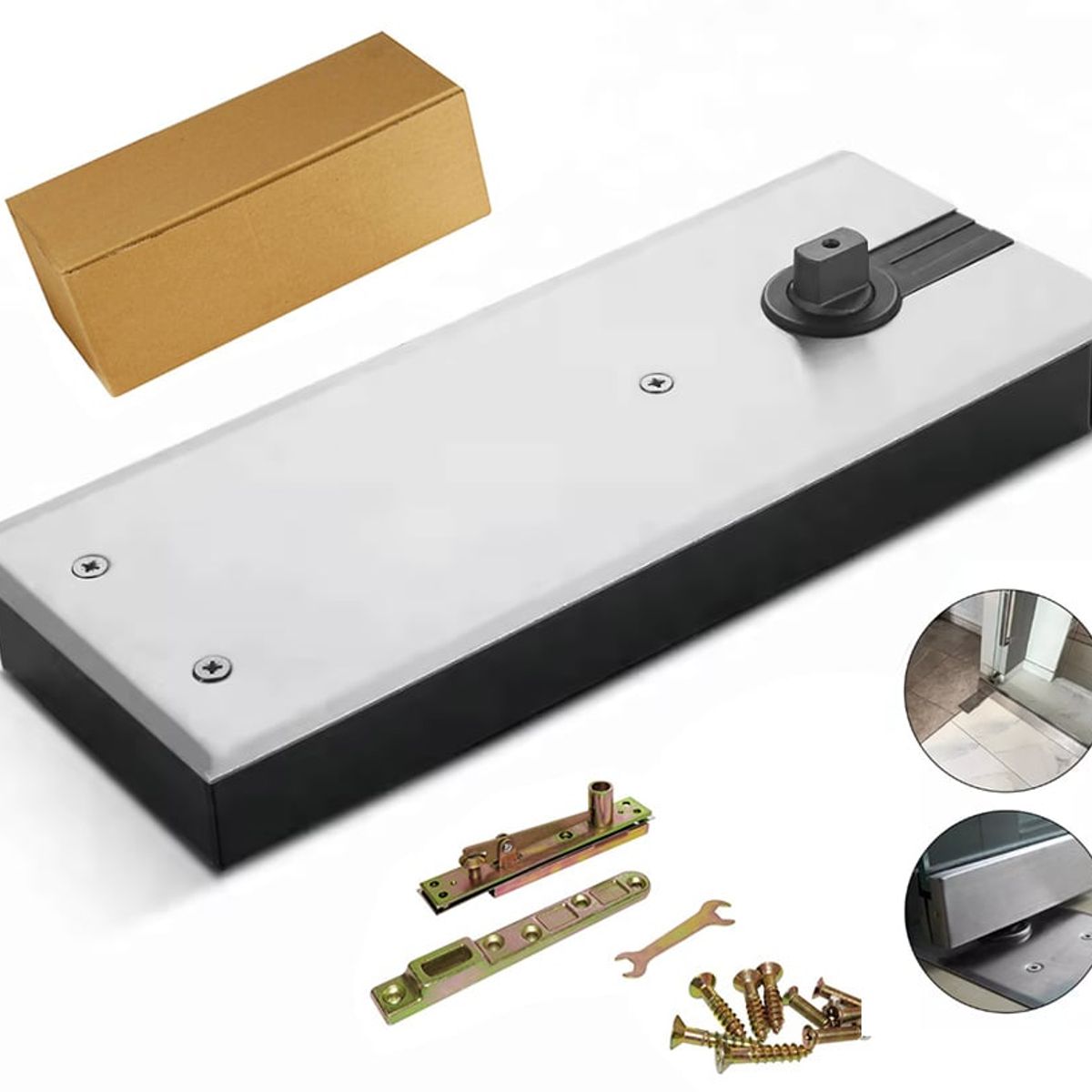 KUANGYE - Quicio Hidraulico Piso 140 Kg Para Puerta Vidrio Y Aluminio