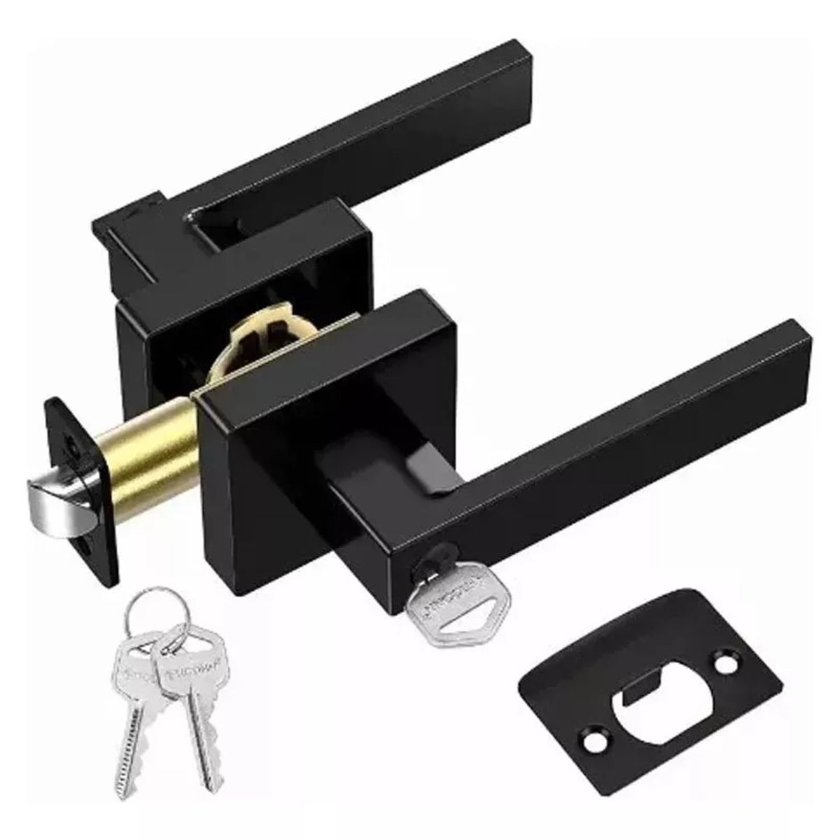 TNAKIEX - Cerradura Manija Negra Cuadrada Puerta Recamara O Principal