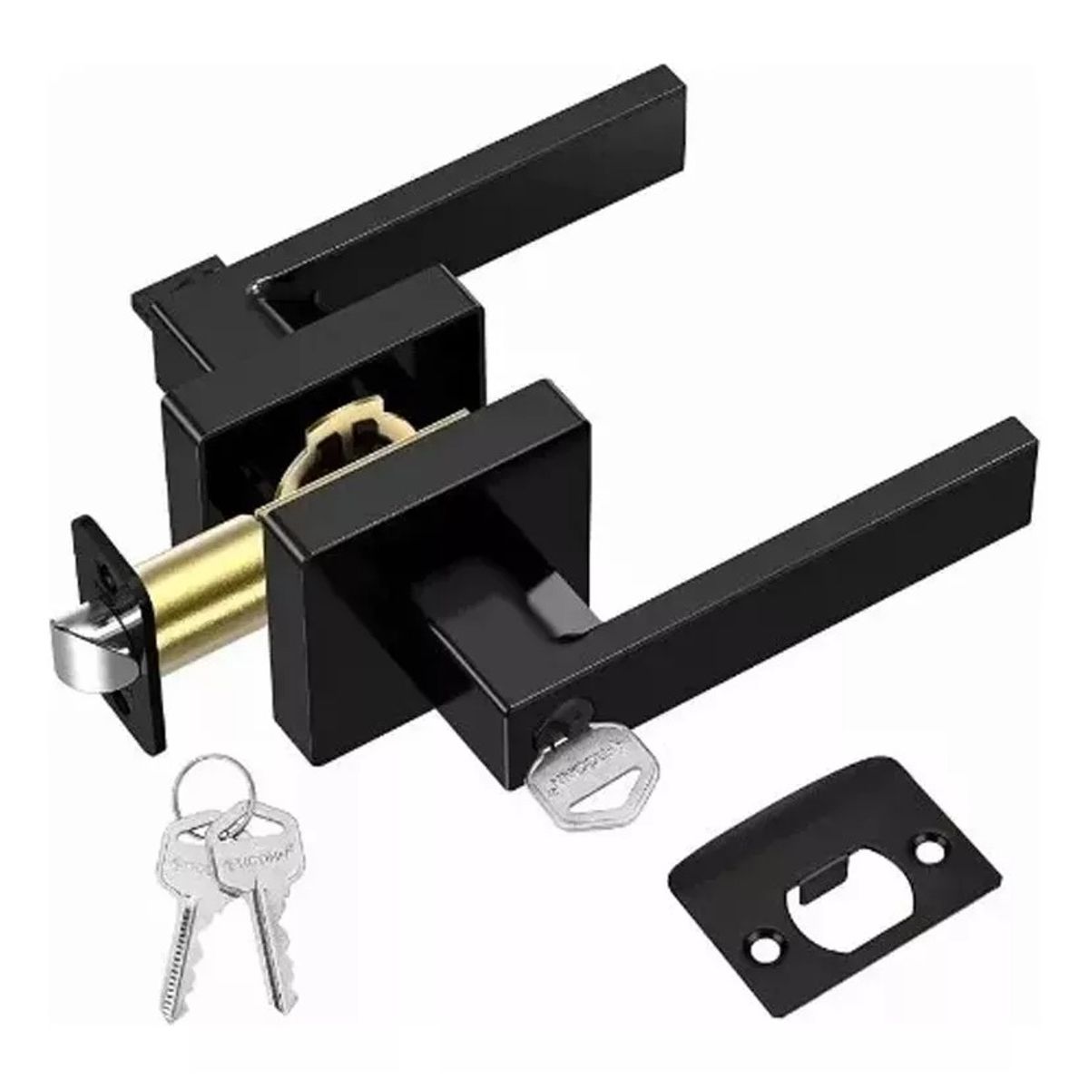 TNAKIEX - Cerradura Manija Negra Cuadrada Puerta Recamara O Principal