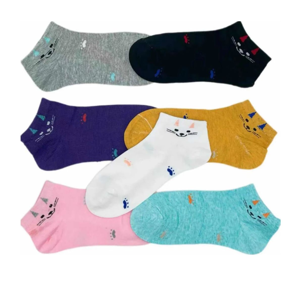 EVERSO - Pack 12 Calcetines Bambú Tobilleras Mujer con diseño