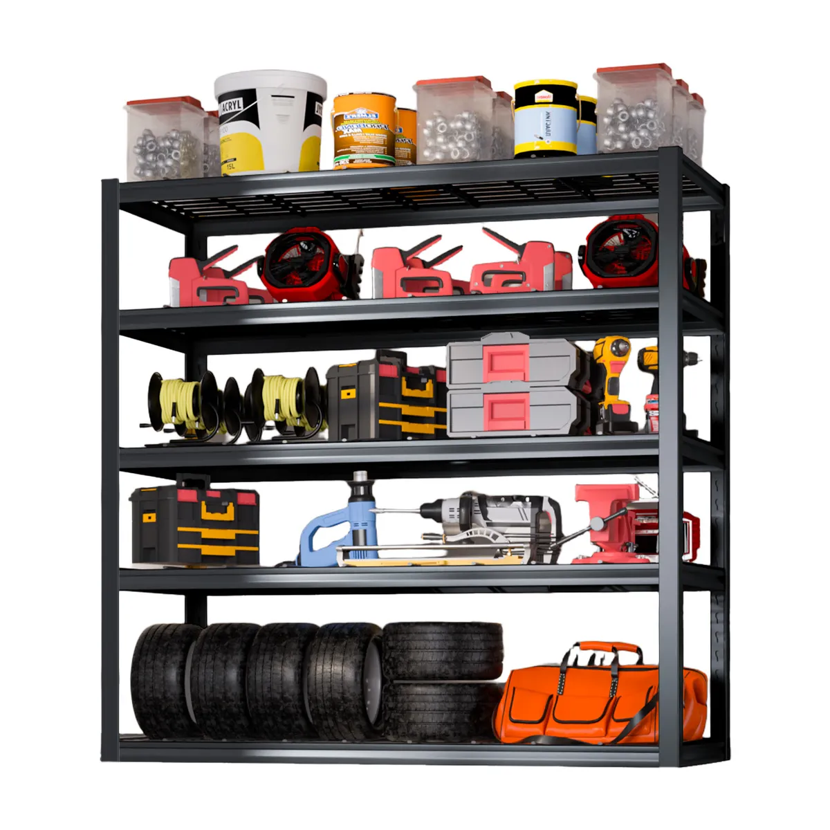 ELEMENT DESIGN - Estante Metalico 5 Repisas 180x120x50 CM Negro…