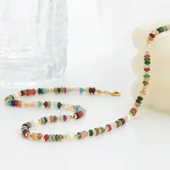TIOZONEY - Collar de piedras preciosas coloridas para mujer