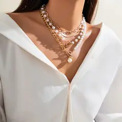 TIOZONEY - Collar de perlas de imitación para mujer