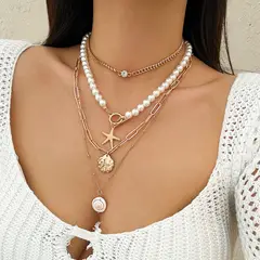 TIOZONEY - Collar de perlas de imitación para mujer