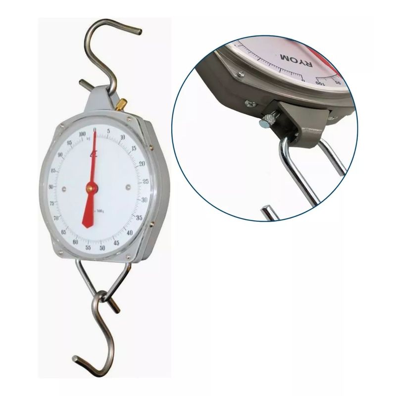 GENERICO - Balanza Colgante Tipo Reloj 100 Kg Con Ganchos