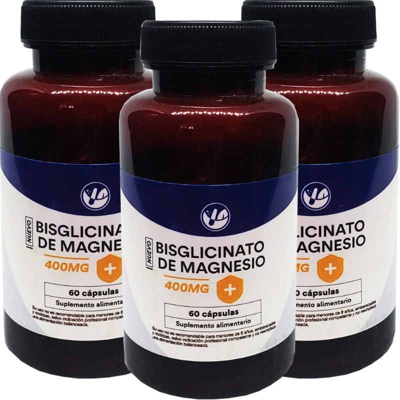 NATURAL FARM - 3 X Natural Farm Bisglicinato de Magnesio 400 mg 60 Caps