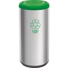 TRAMONTINA - Basurero De Acero Inoxidable 40 L De Capacidad, Aro Verde