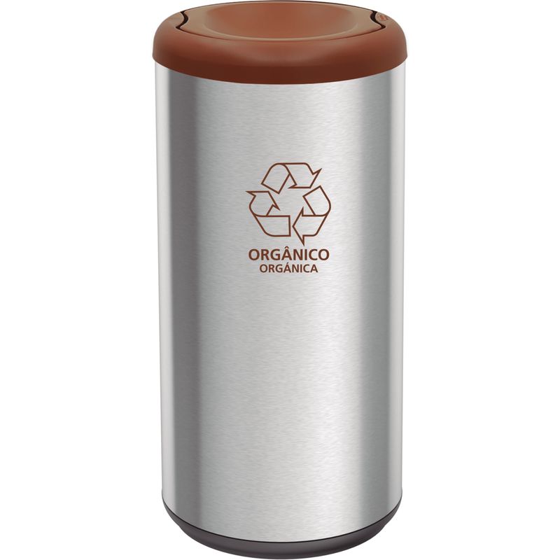 TRAMONTINA - Basurero De Acero Inoxidable 40 L De Capacidad, Aro Café