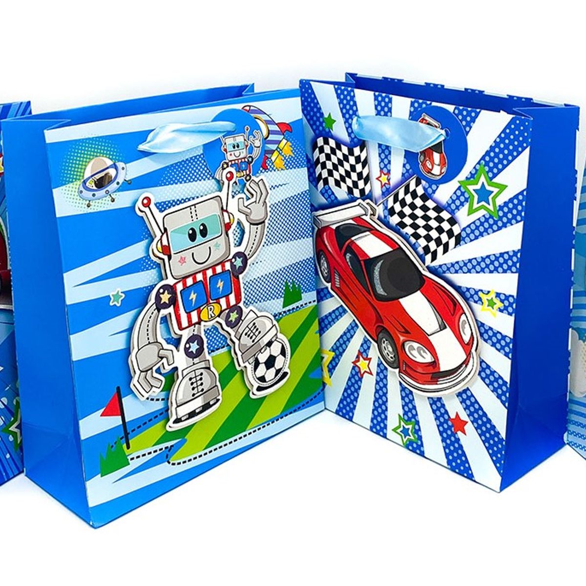 GENERICO - BOLSA DE REGALO MOTORES GLITTER 3D 195X235 CM X12 UNI