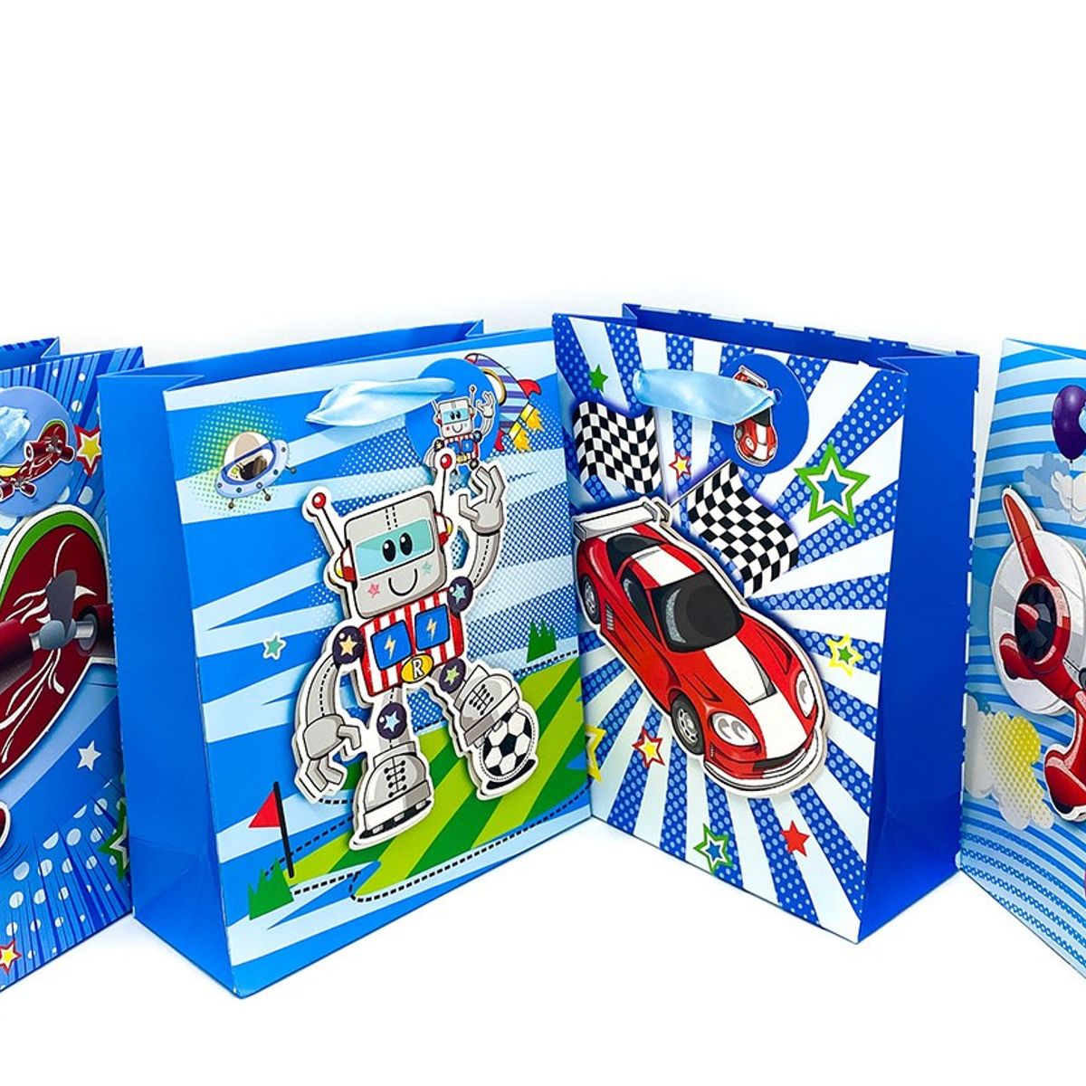 GENERICO - BOLSA DE REGALO MOTORES GLITTER 3D 30X40 CM X12 UNI