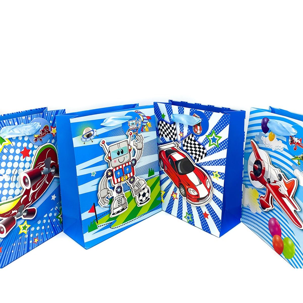 GENERICO - BOLSA DE REGALO MOTORES GLITTER 3D 30X40 CM X12 UNI