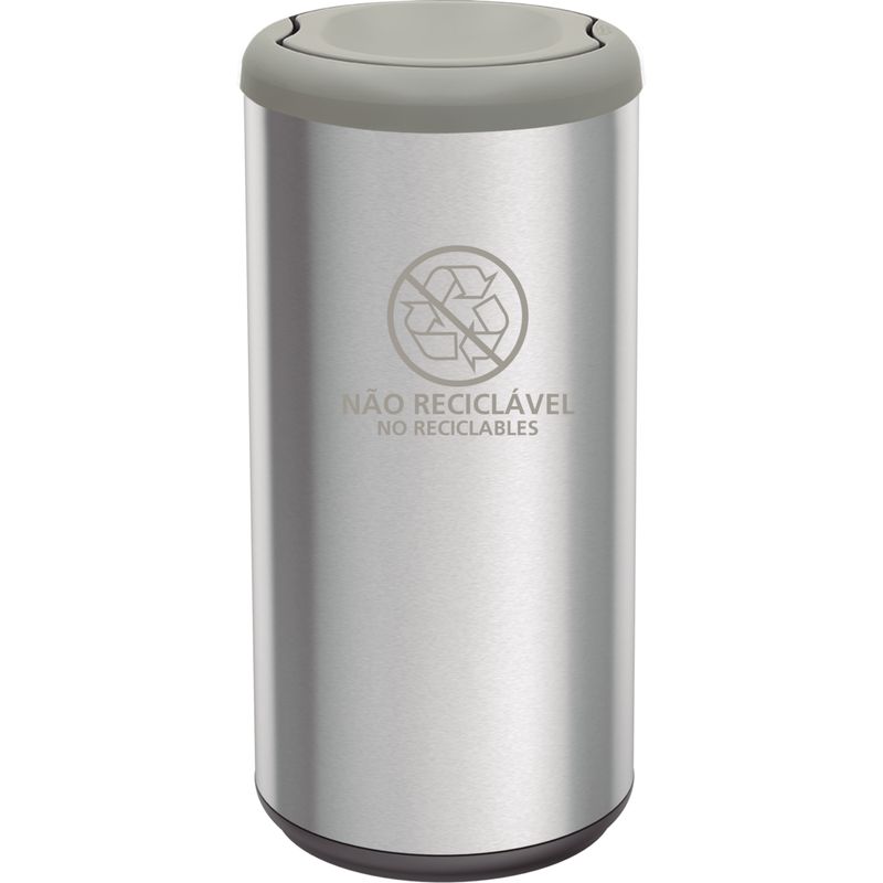 TRAMONTINA - Basurero De Acero Inoxidable 40 L De Capacidad, Aro Gris