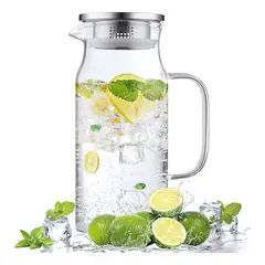 GENERICO - Jarra Vidrio De 1000 Ml Para Bebidas Calientes Frías