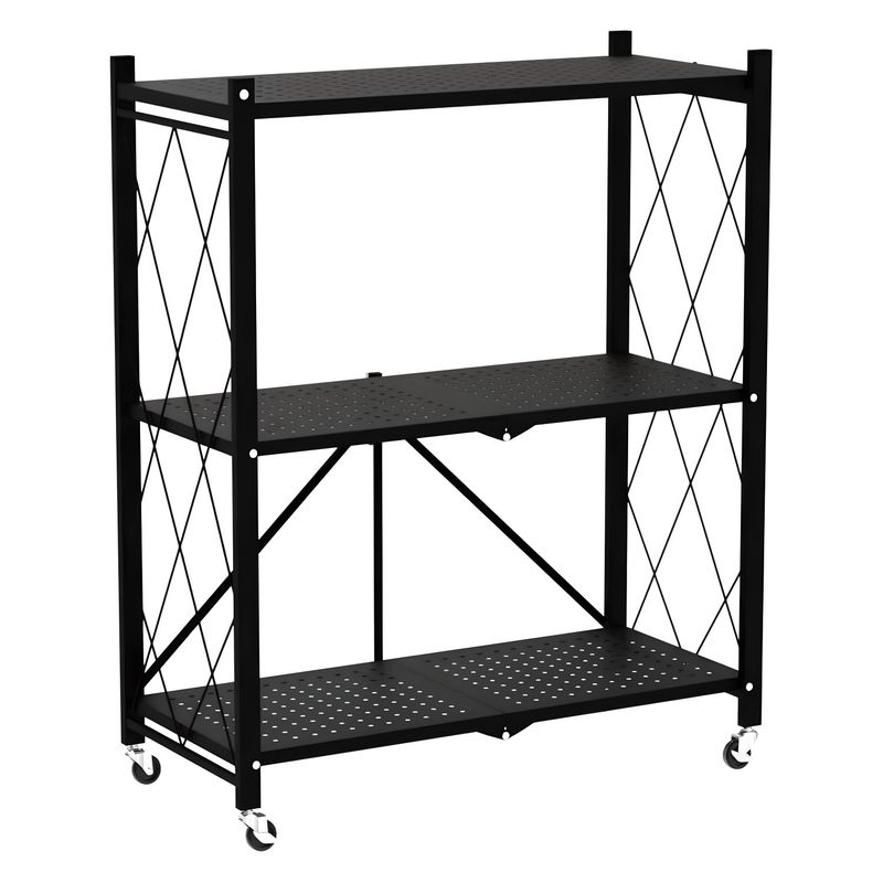 PROCHEF - Estante Plegable de Acero con Ruedas. 3 bandejas