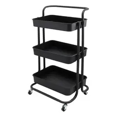 PROCHEF - Carro Organizador Multiuso Negro Bandejas Plásticas