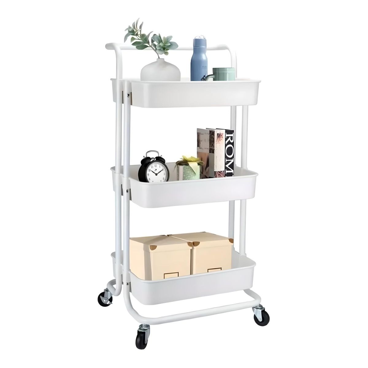 PROCHEF - Carro Organizador Multiuso Blanco Bandejas Plásticas