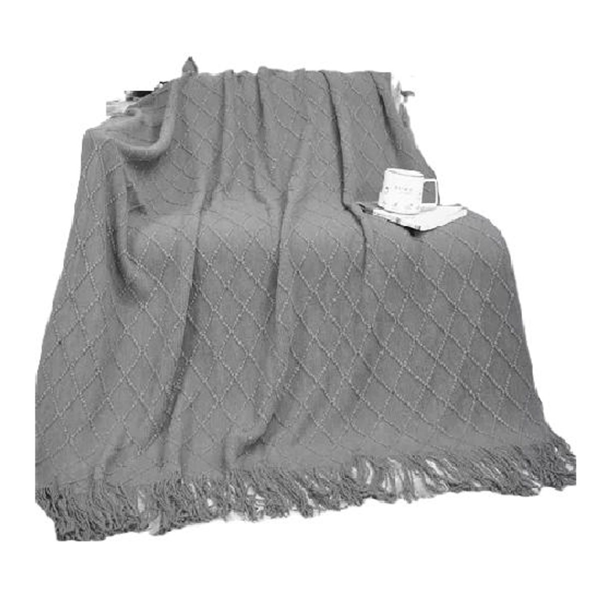 GENERICO - Manta decorativa tejida para sillón piecera o cama color gris