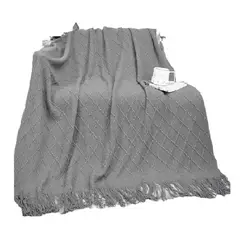GENERICO - Manta decorativa tejida para sillón piecera o cama color gris