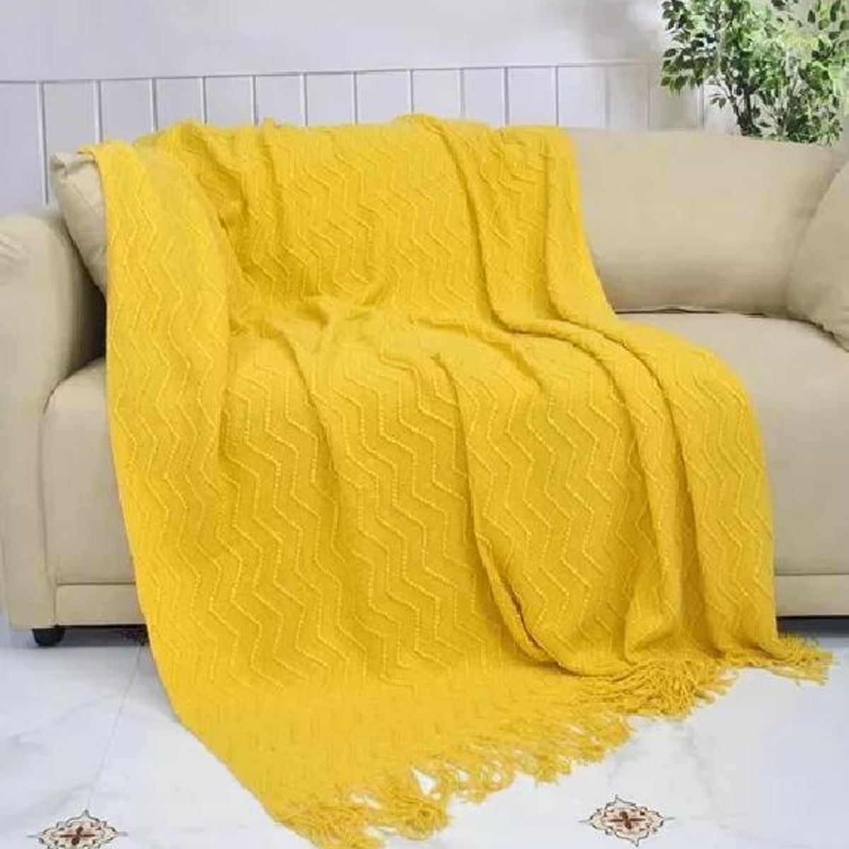 GENERICO - Piecera de cama manta sofá grueso 500g color amarillo