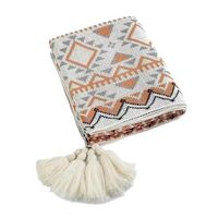 Manta decorativa tejida para sillón piecera o cama bohemia multicolor