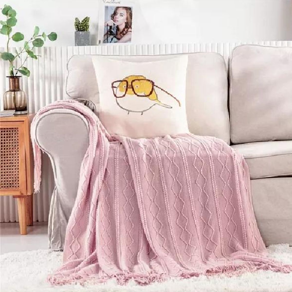 GENERICO - Piecera de cama manta sofá grueso 500g color rosa