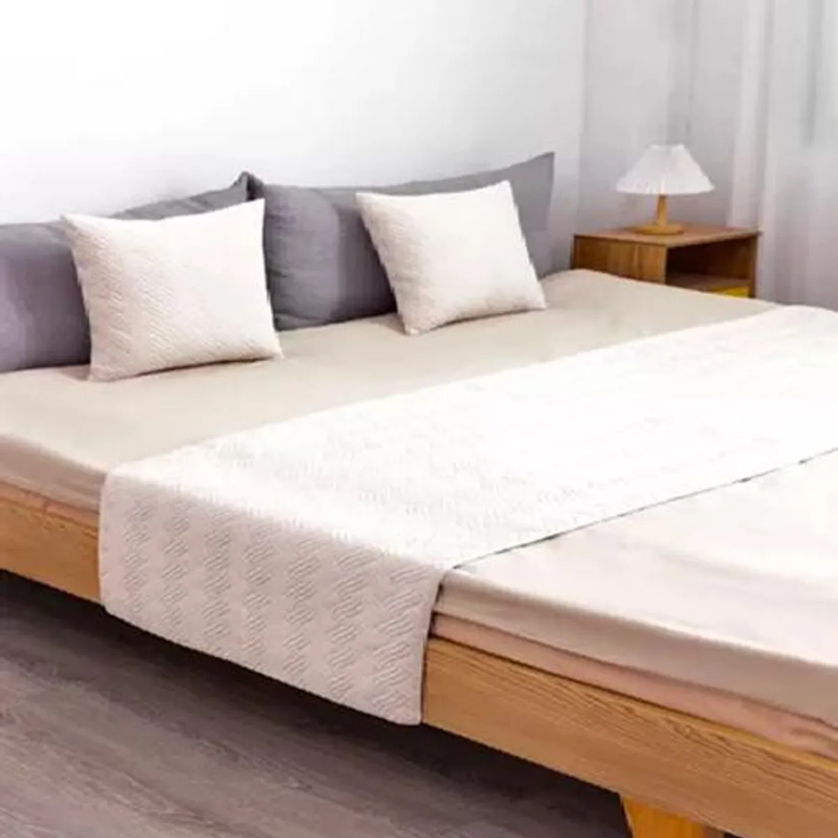 GENERICO - Piecera de cama king + 2 fundas 70x210 cm color crema