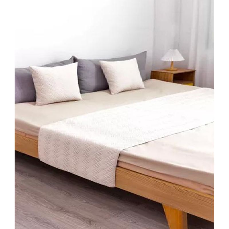 GENERICO - Piecera de cama king + 2 fundas 70x210 cm color crema