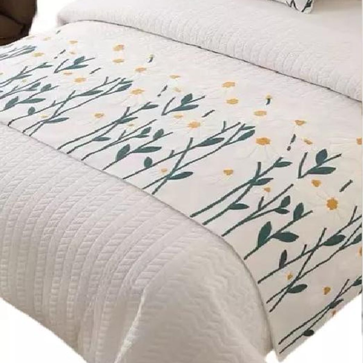 GENERICO - Piecera bordada para cama sin fundas de cojín diseño 1 color crema