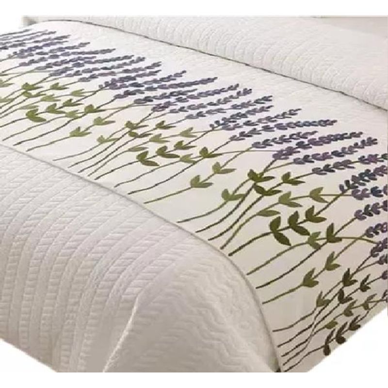 GENERICO - Piecera bordada para cama sin fundas de cojín diseño 3 color crema