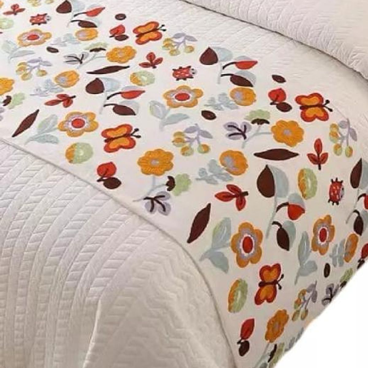 GENERICO - Piecera bordada para cama sin fundas de cojín diseño 9 color crema