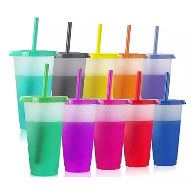 Imagen 2 del producto Vasos Magicos Cambian De Color Con Tapa Y Popote 710ml 10pzs