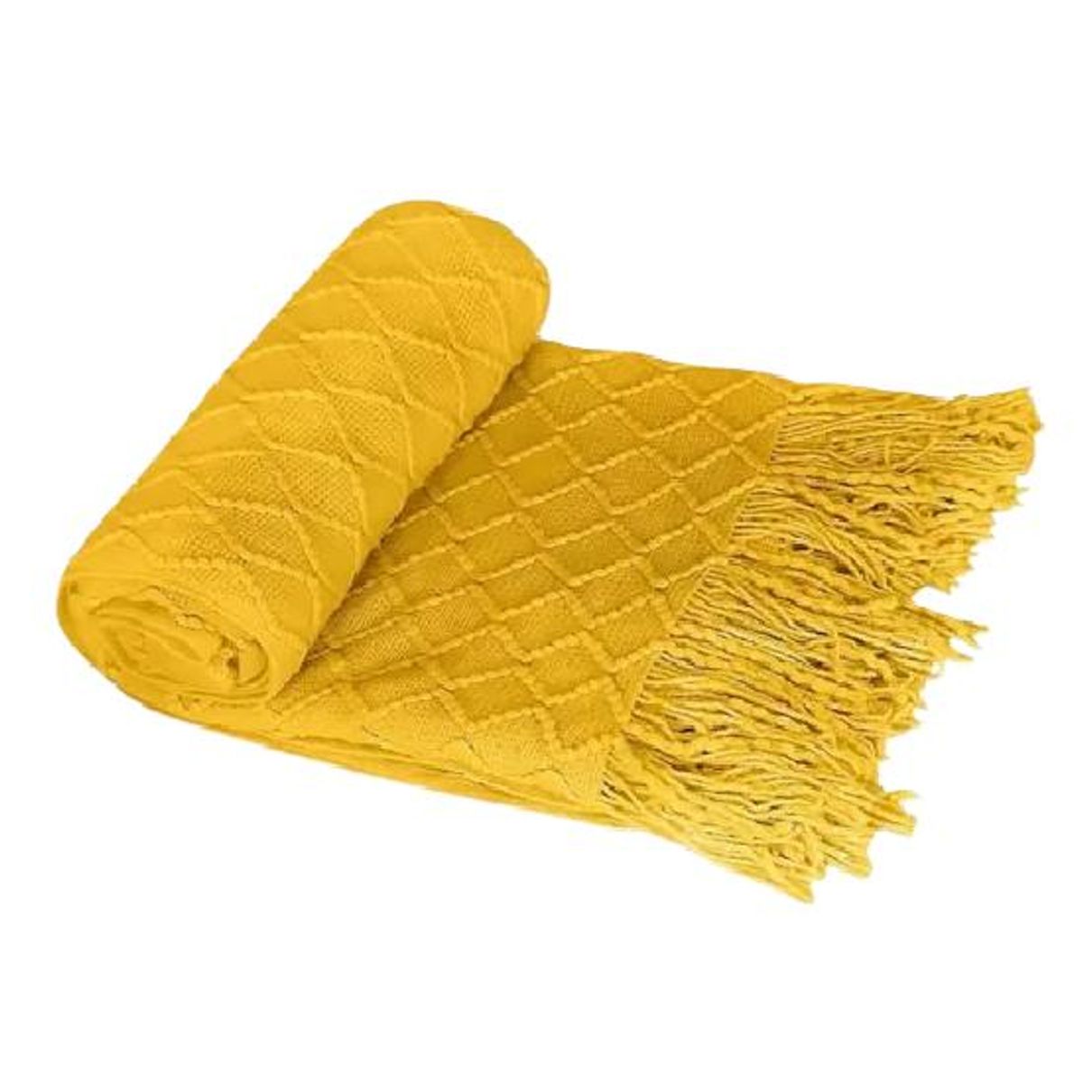 GENERICO - Manta decorativa tejida para sillón piecera o cama color amarillo
