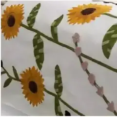 GENERICO - Piecera bordada + 2 fundas de cojín diseño floral 7 color blanco