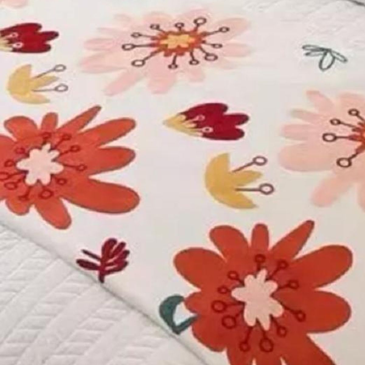 GENERICO - Piecera bordada para cama sin fundas de cojín diseño 5 color crema