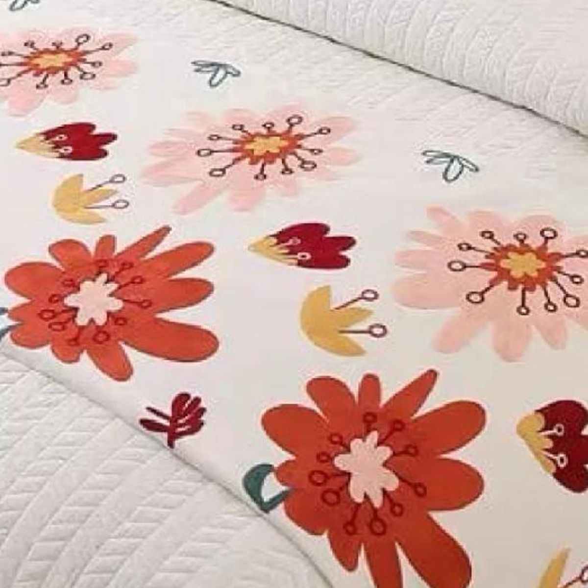 GENERICO - Piecera bordada para cama sin fundas de cojín diseño 5 color crema