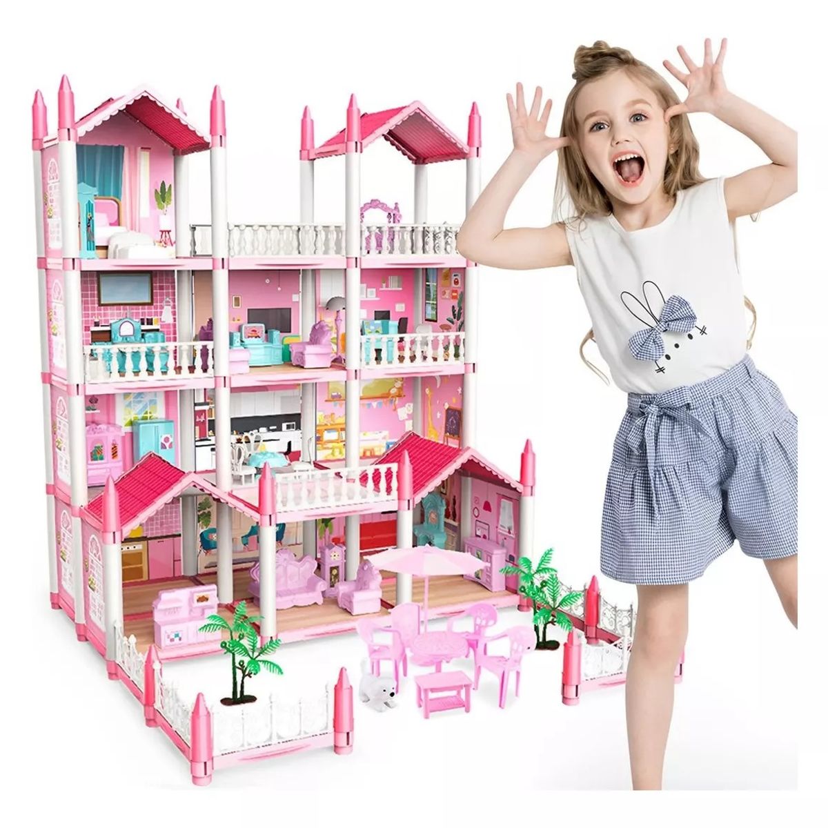 MUNDO MAGIA - Casa De Muñecas Castillo De Princesa Con Muebles Con Led