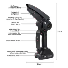MUNDO MAGIA - Motosierra Portátil Mini Recargable Con 2 Baterías