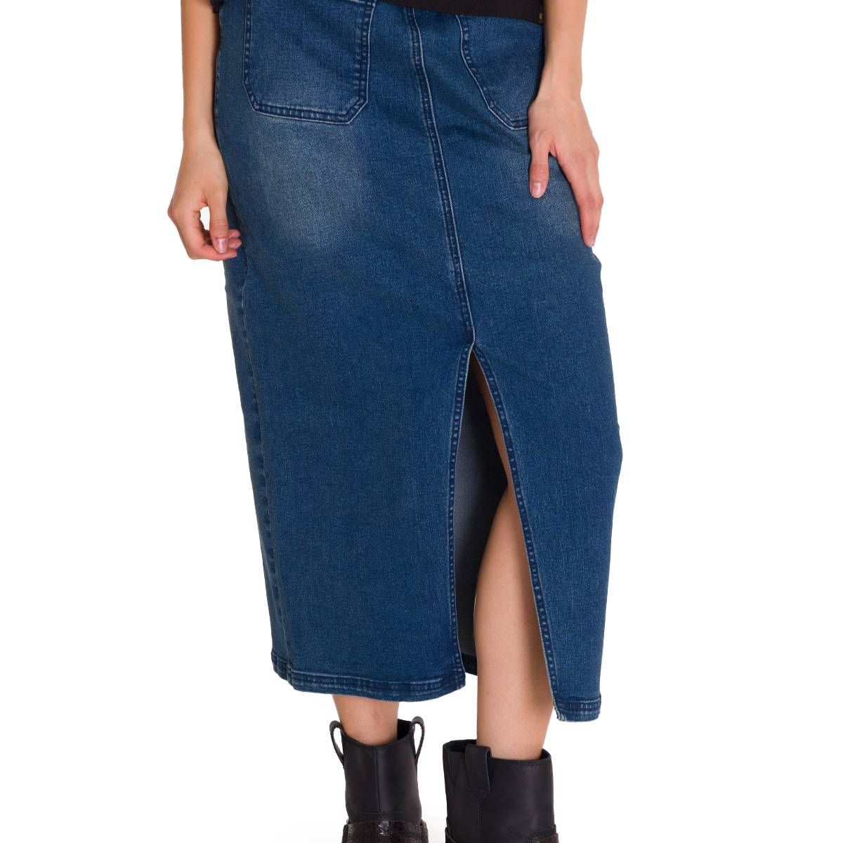 CAT - Falda Casual Carpenter Maxi Mujer Denim CAT