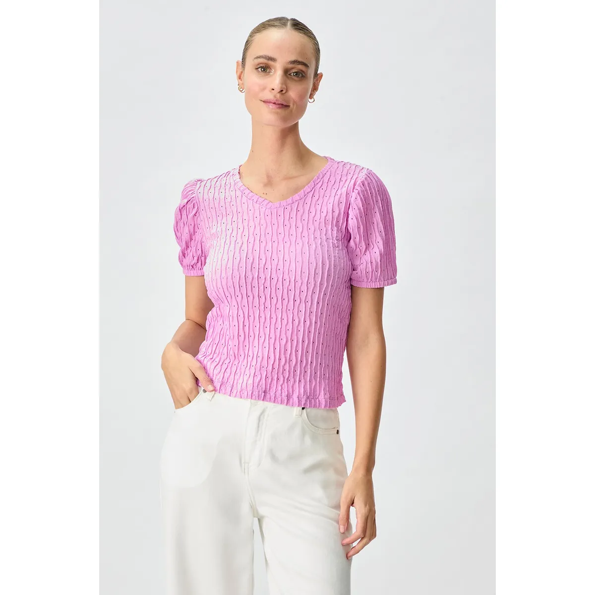 IO - Polera Manga Corta Morado Mujer Io