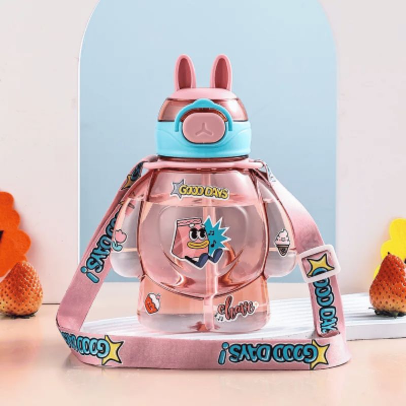 LINE - Botella Plástica 650ML Con Correa Kawai Sin BPA Niños Pink