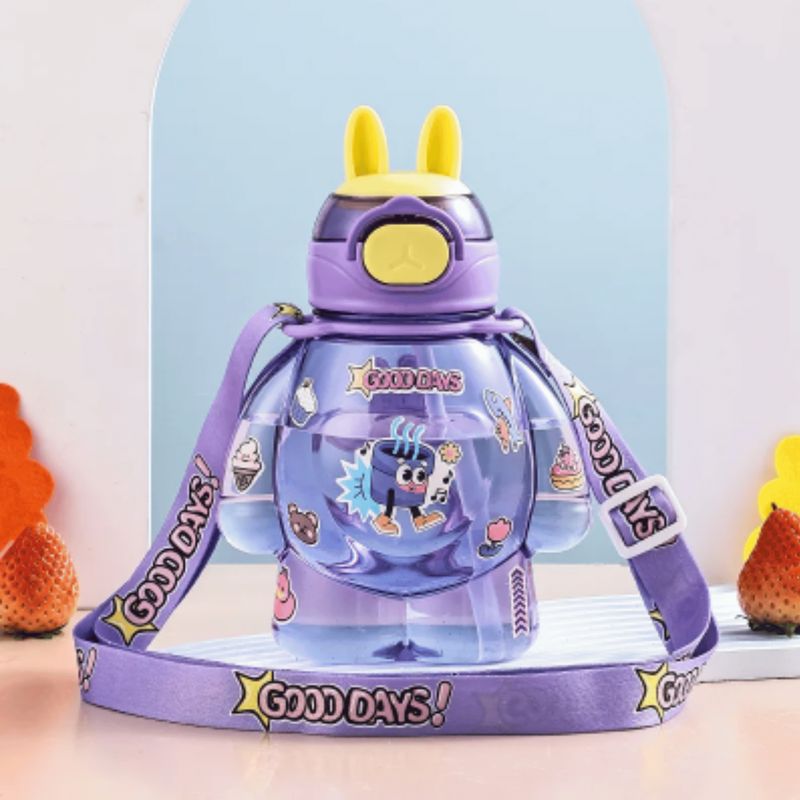 LINE - Botella Plástica 650ML Con Correa Kawai Sin BPA Niños Purple