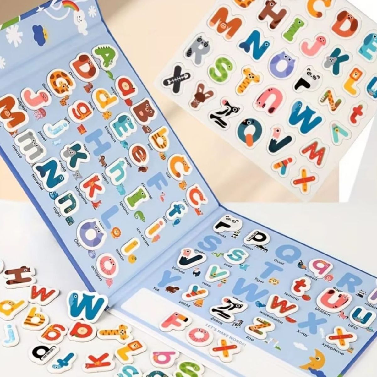 GENERICO - Libro Sensorial Didáctico Montessori Magnético Letras Abeced