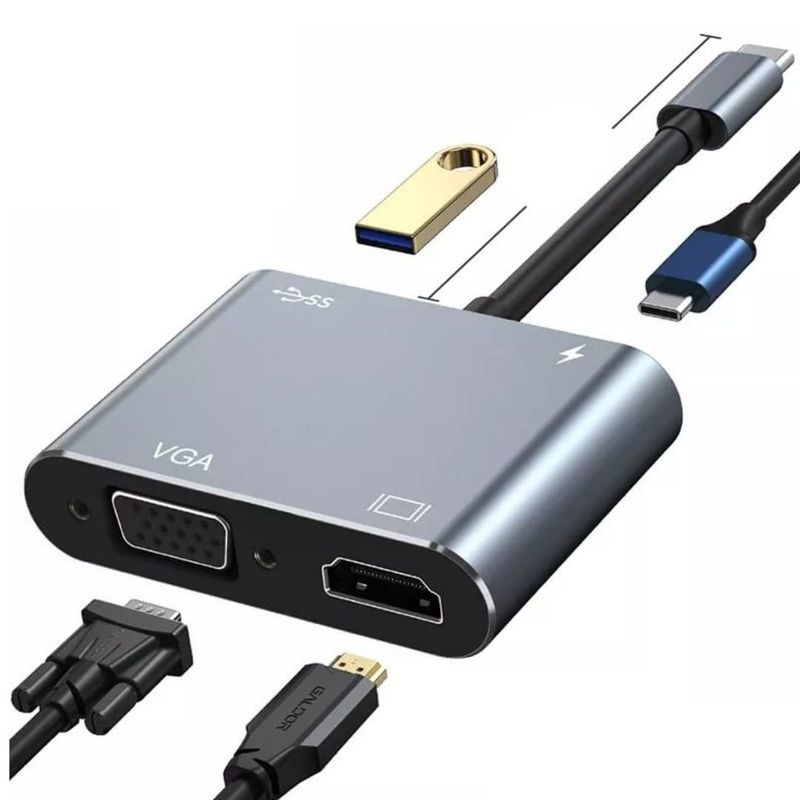 OEM - ADAPTADOR 4 EN 1 USB C HUB A VGA HDMI