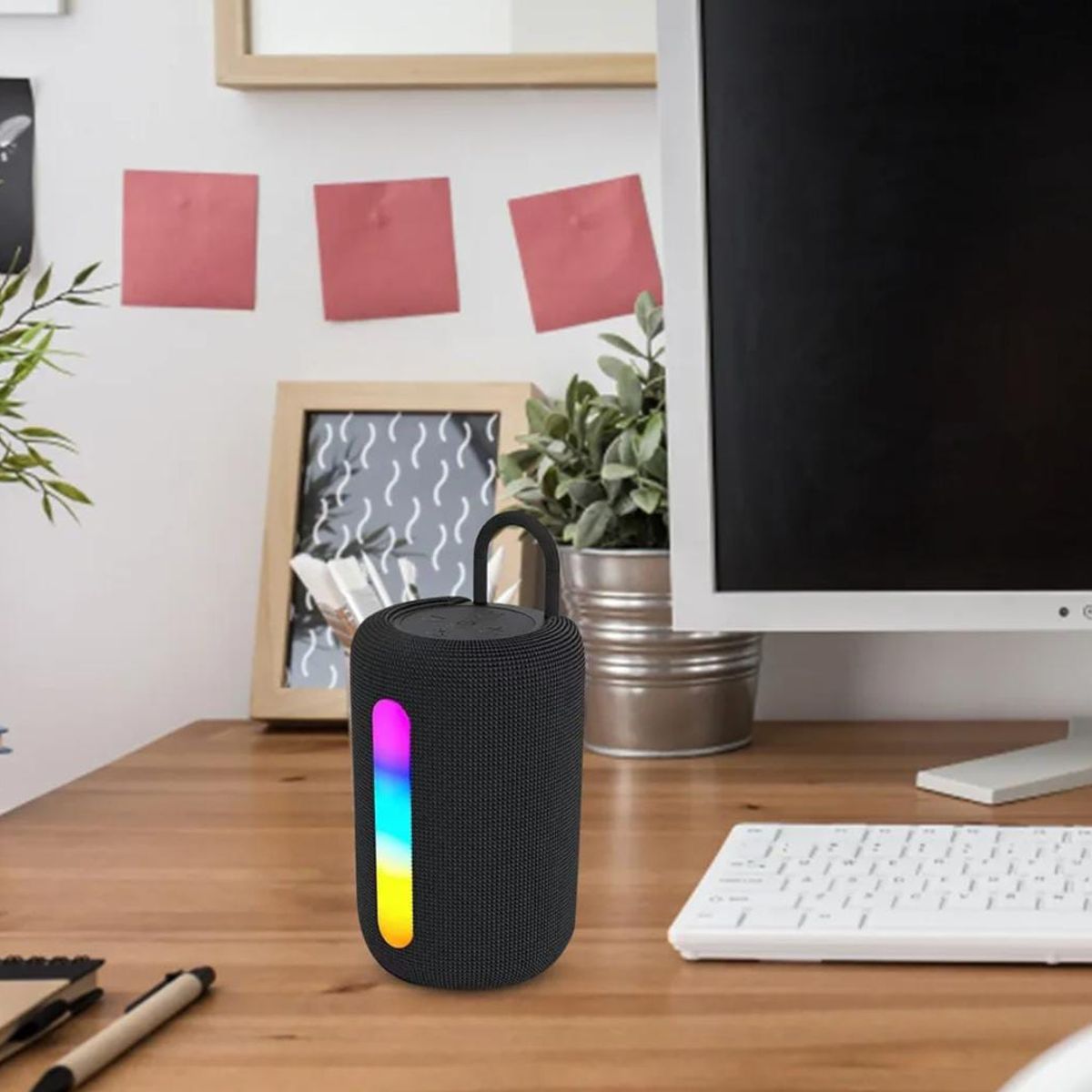 GENERICO - PARLANTE BLUETOOTH IMPERMEABLE RETROILUMINADO NEGRO